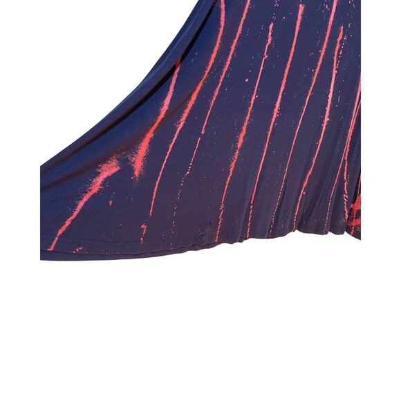 Unique Restyled Bleach Pattern Casual Sleevelss Dress Navy Blue Pink - Picture 7 of 10